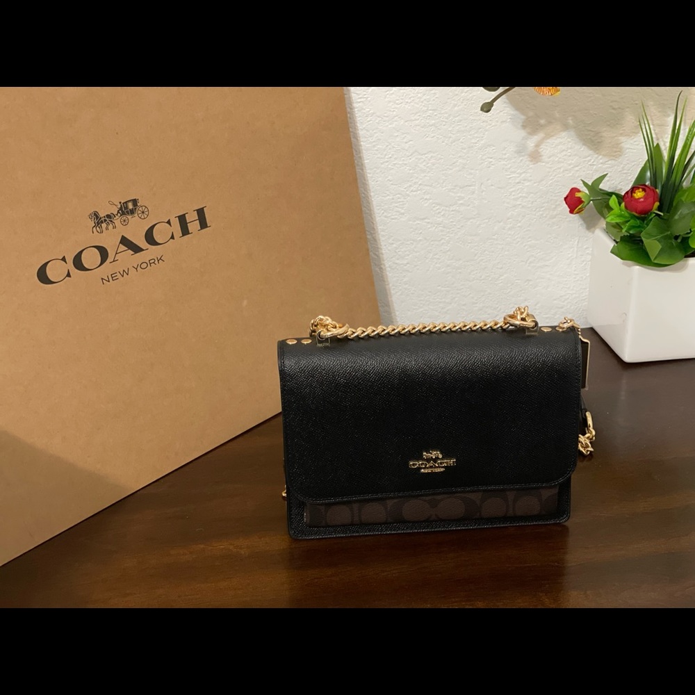 NWT Coach Handbag 91019 Klare Crossbody In Signature Canvas Chains Strap Bag.